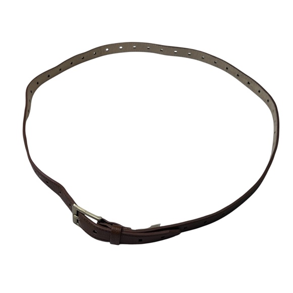 Brown Leathe Lined Square Prong Holer Thin Belt - Picture 5 of 11